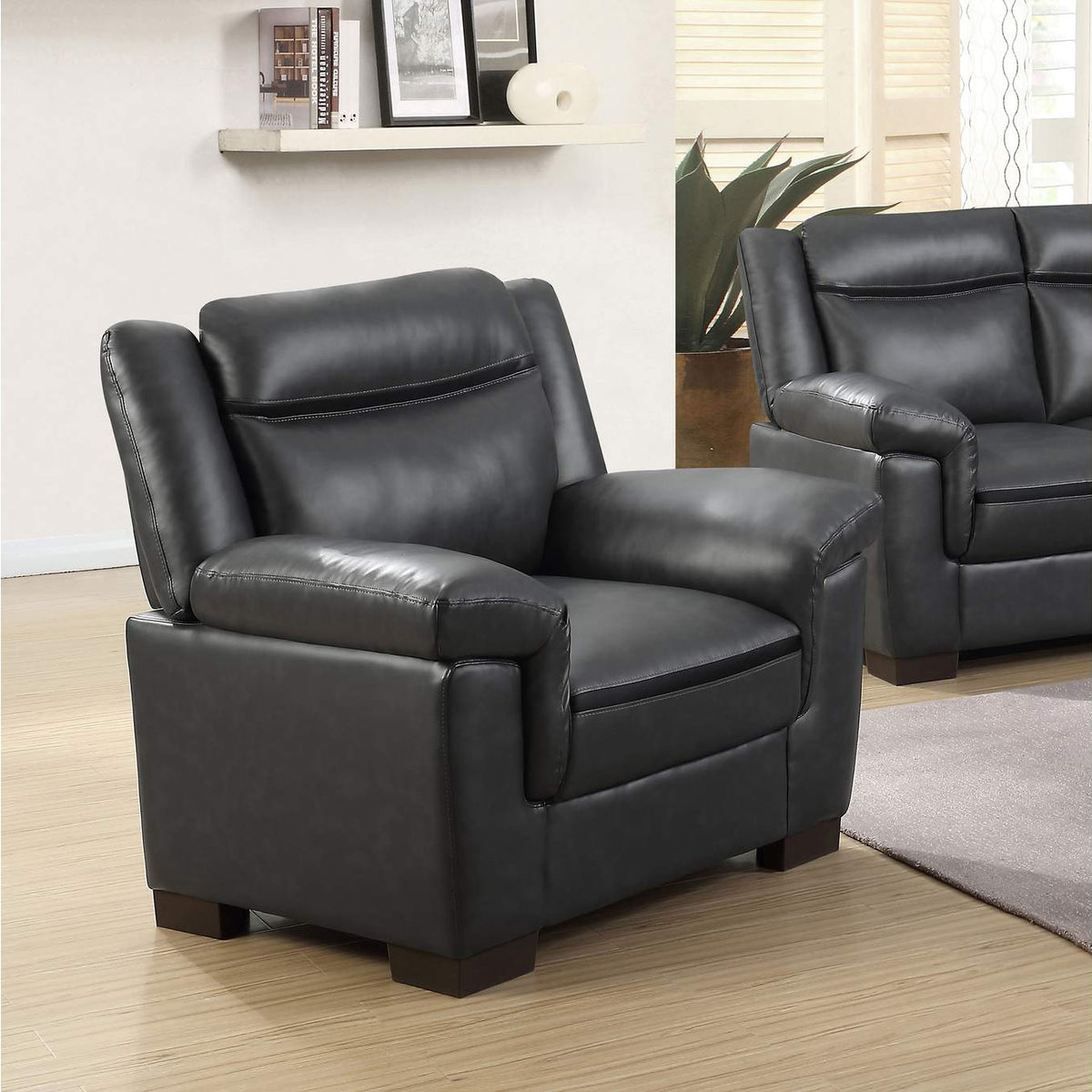 506593 Arabella Upholstered Padded Arm Accent Chair Grey