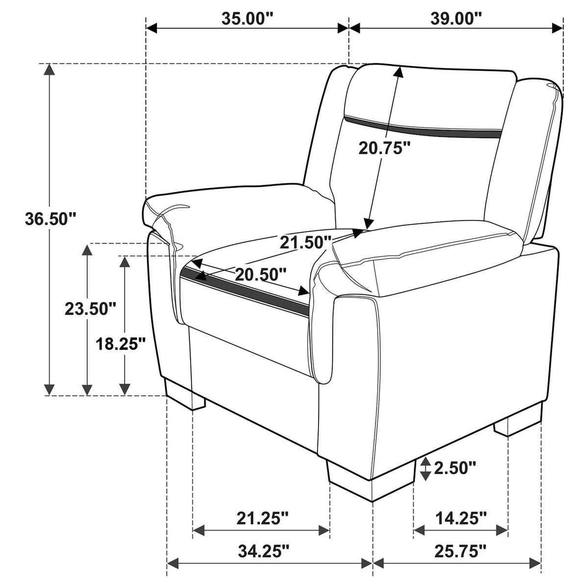506593 Arabella Upholstered Padded Arm Accent Chair Grey