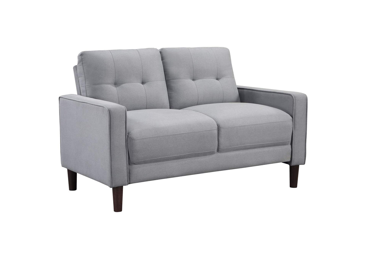 506782 Bowen Upholstered Track Arm Tufted Loveseat Grey