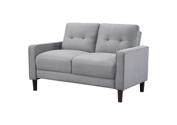 506782 Bowen Upholstered Track Arm Tufted Loveseat Grey