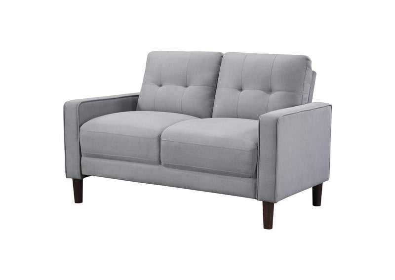 506782 Bowen Upholstered Track Arm Tufted Loveseat Grey