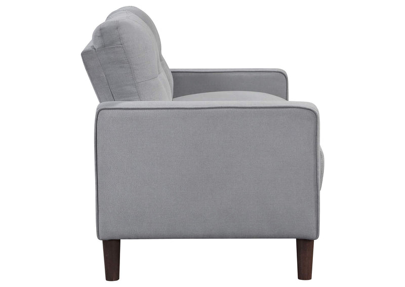 506782 Bowen Upholstered Track Arm Tufted Loveseat Grey