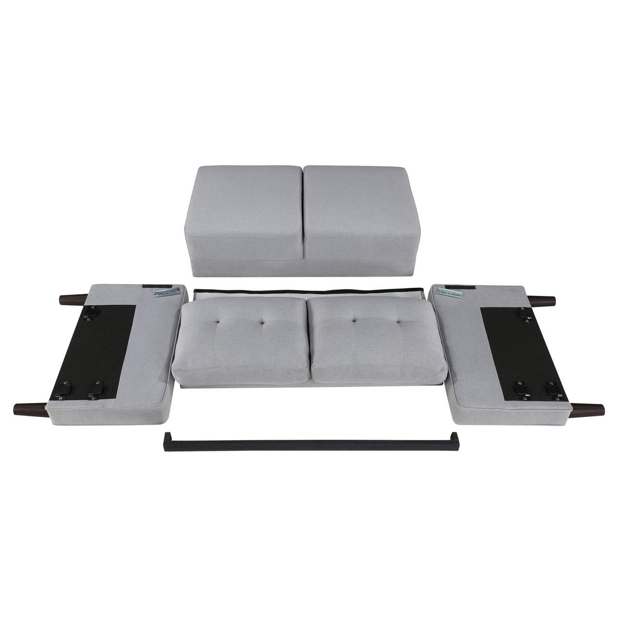 506782 Bowen Upholstered Track Arm Tufted Loveseat Grey