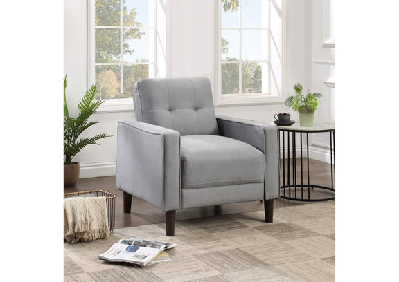 506783 Bowen Upholstered Track Arm Tufted Accent Chair Grey