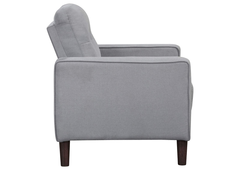 506783 Bowen Upholstered Track Arm Tufted Accent Chair Grey