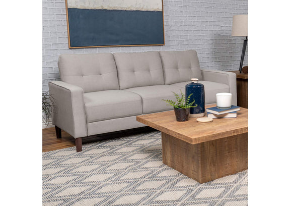 506785 Bowen Upholstered Track Arm Tufted Sofa Beige