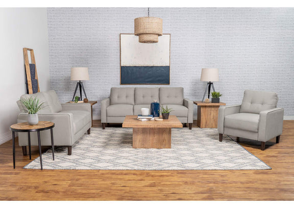 506786 Bowen Upholstered Track Arm Tufted Loveseat Beige