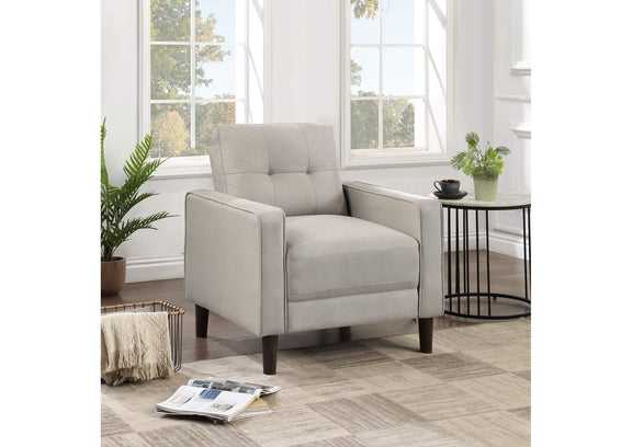 506787 Bowen Upholstered Track Arm Tufted Accent Chair Beige