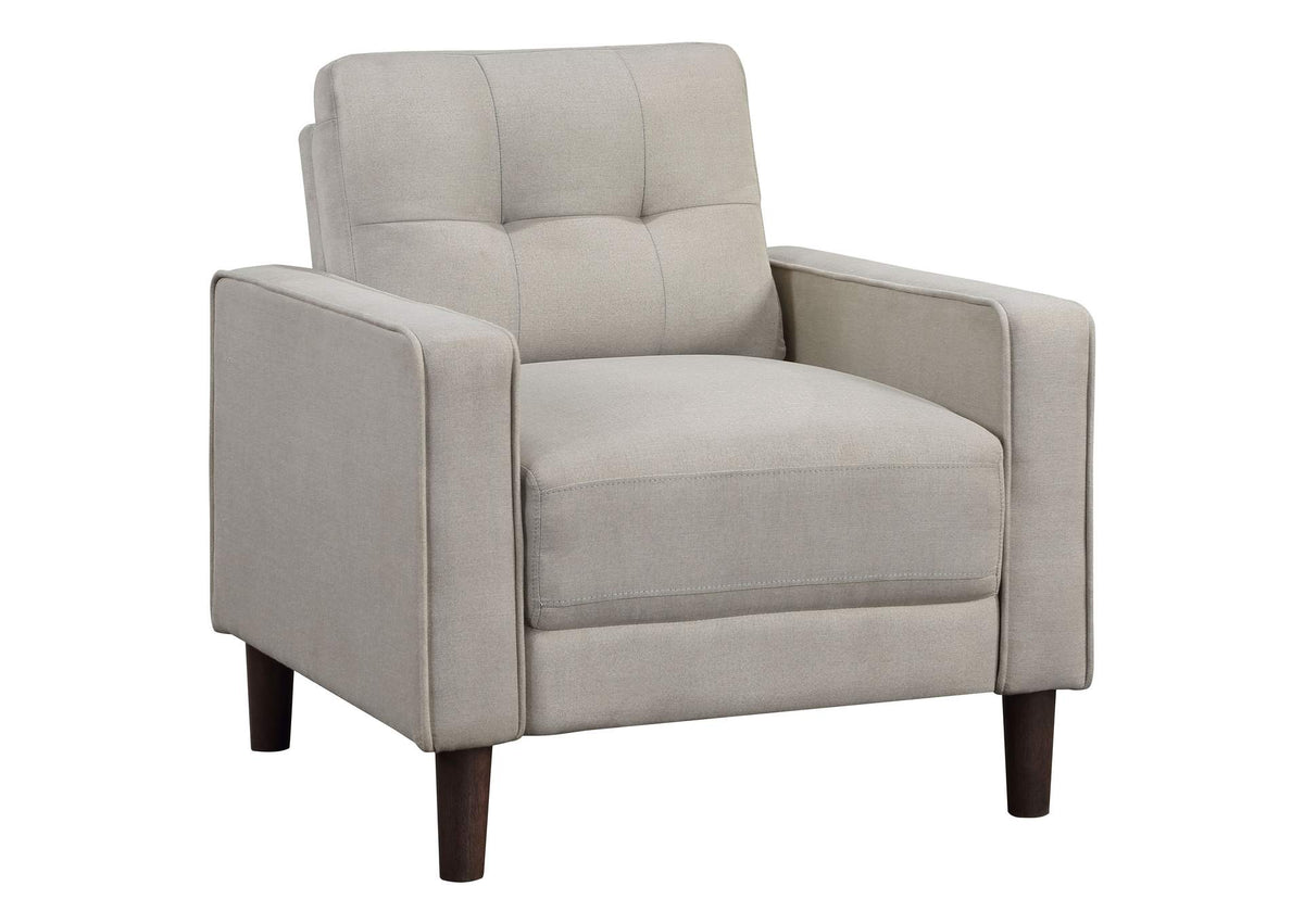 506787 Bowen Upholstered Track Arm Tufted Accent Chair Beige