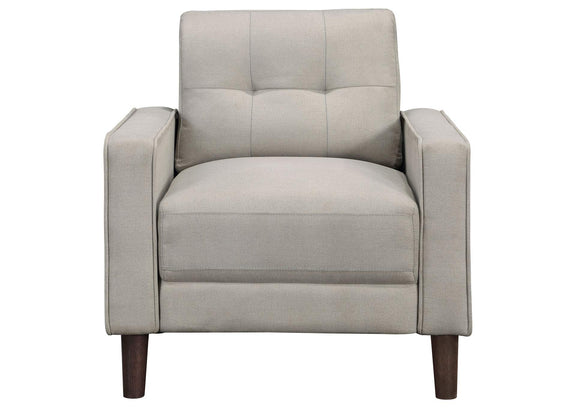 506787 Bowen Upholstered Track Arm Tufted Accent Chair Beige