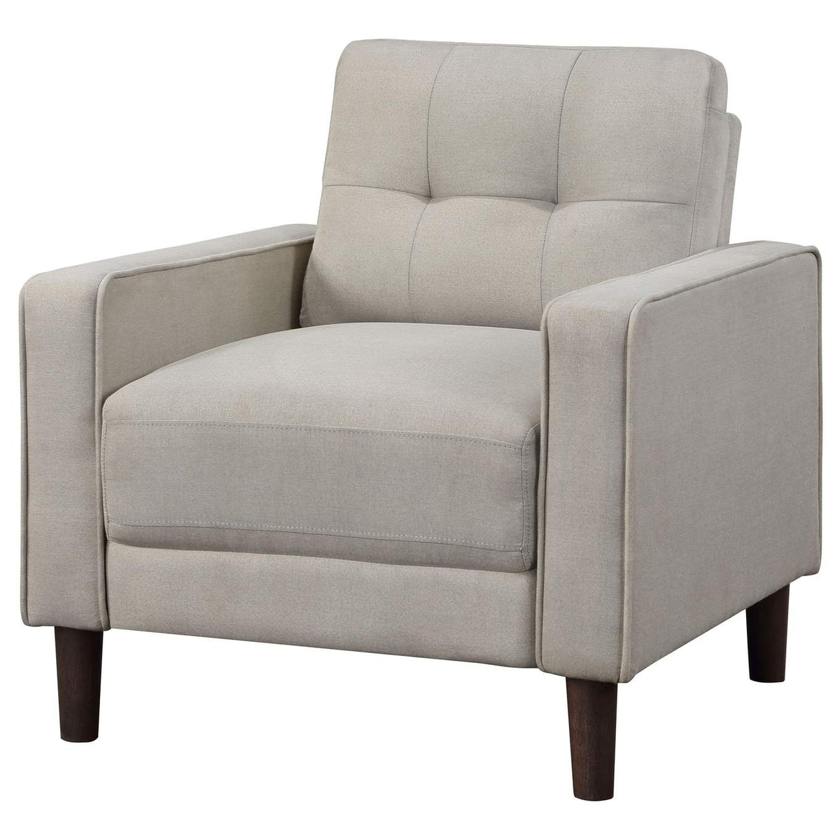 506787 Bowen Upholstered Track Arm Tufted Accent Chair Beige