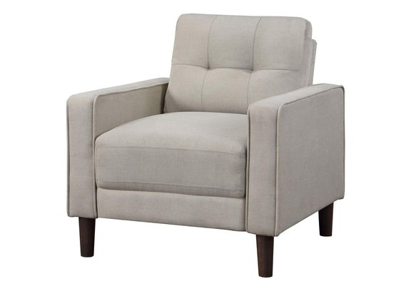 506787 Bowen Upholstered Track Arm Tufted Accent Chair Beige