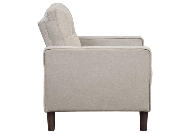 506787 Bowen Upholstered Track Arm Tufted Accent Chair Beige