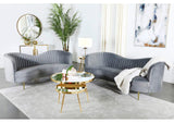 Sophia 2-piece Upholstered Channel Tufted Sofa Set Grey