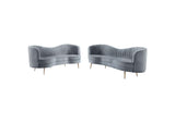506864-S2 Sophia 2-piece Upholstered Channel Tufted Sofa Set Grey