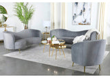 Sophia 3-piece Upholstered Channel Tufted Sofa Set Grey