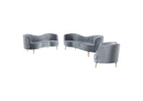 506864-S3 Sophia 3-piece Upholstered Channel Tufted Sofa Set Grey