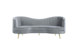 506864-S3 Sophia 3-piece Upholstered Channel Tufted Sofa Set Grey
