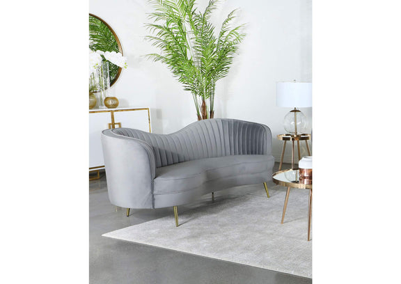 506864 Sophia Upholstered Channel Tufted Sofa Grey