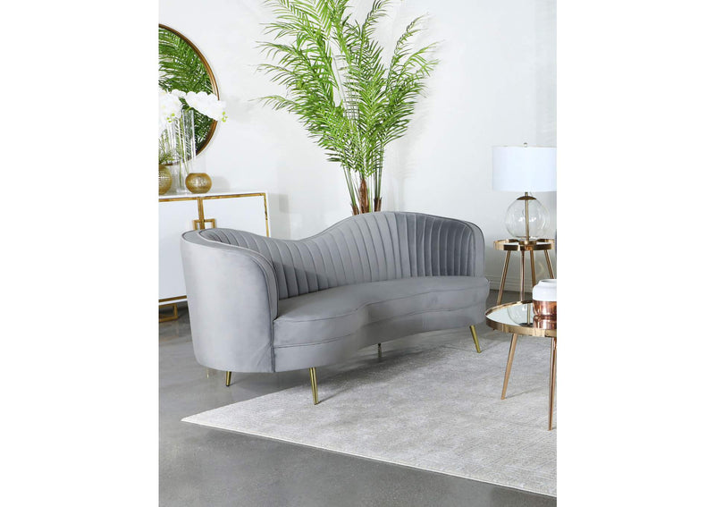 506864 Sophia Upholstered Channel Tufted Sofa Grey