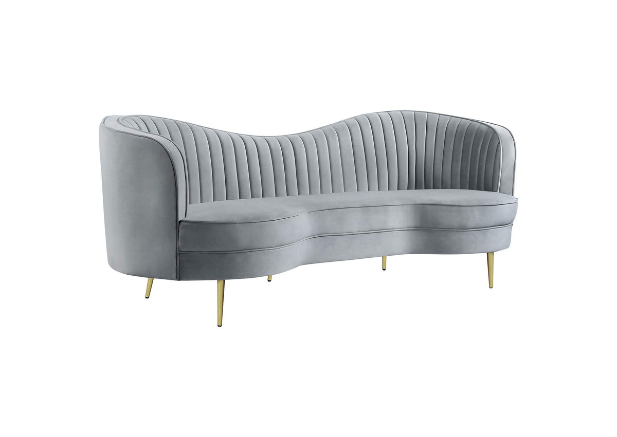506864 Sophia Upholstered Channel Tufted Sofa Grey