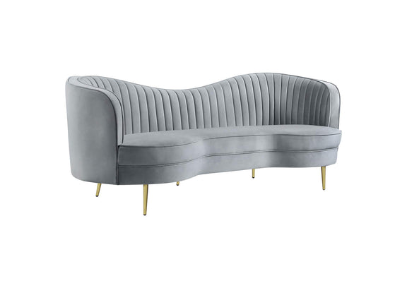 506864 Sophia Upholstered Channel Tufted Sofa Grey