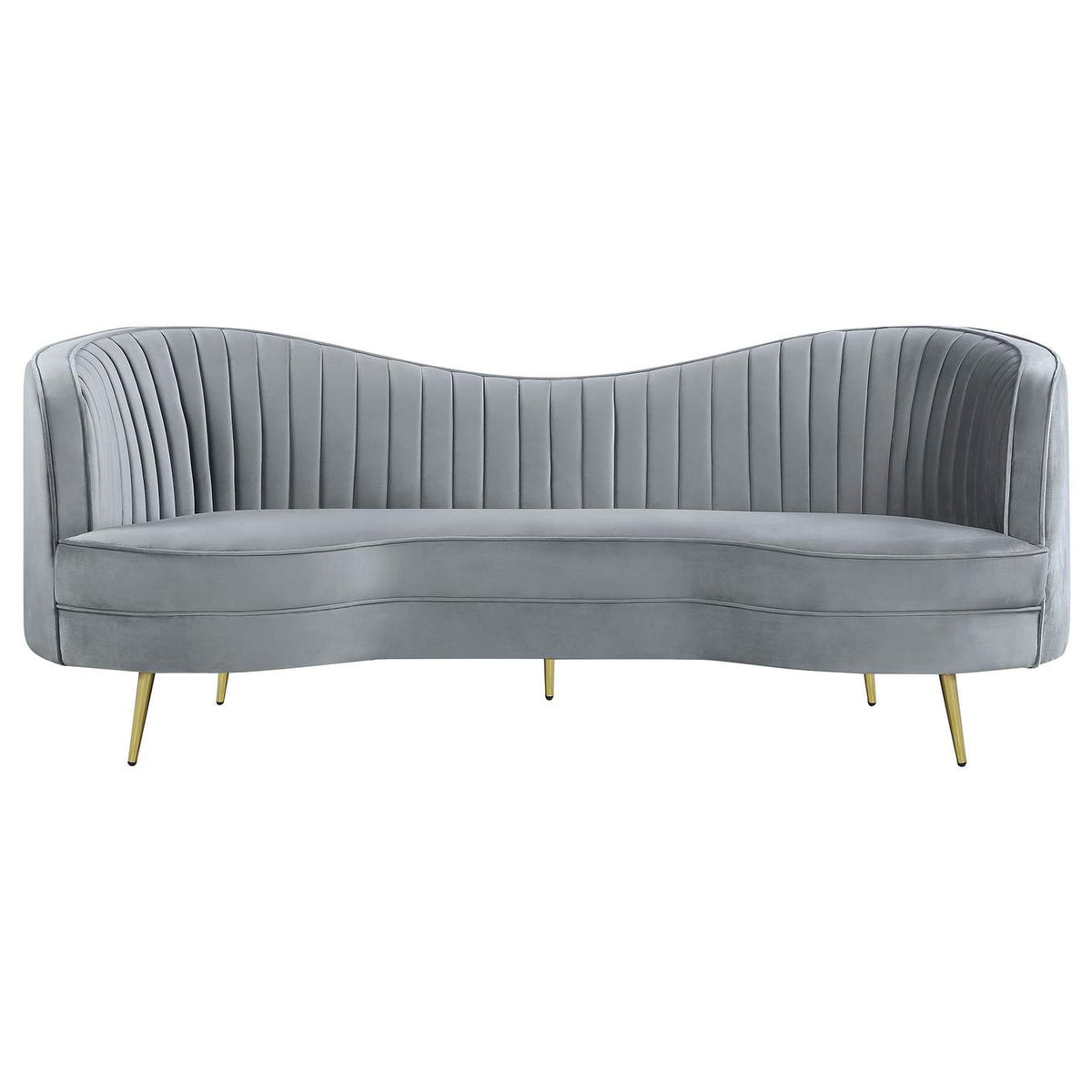 506864 Sophia Upholstered Channel Tufted Sofa Grey