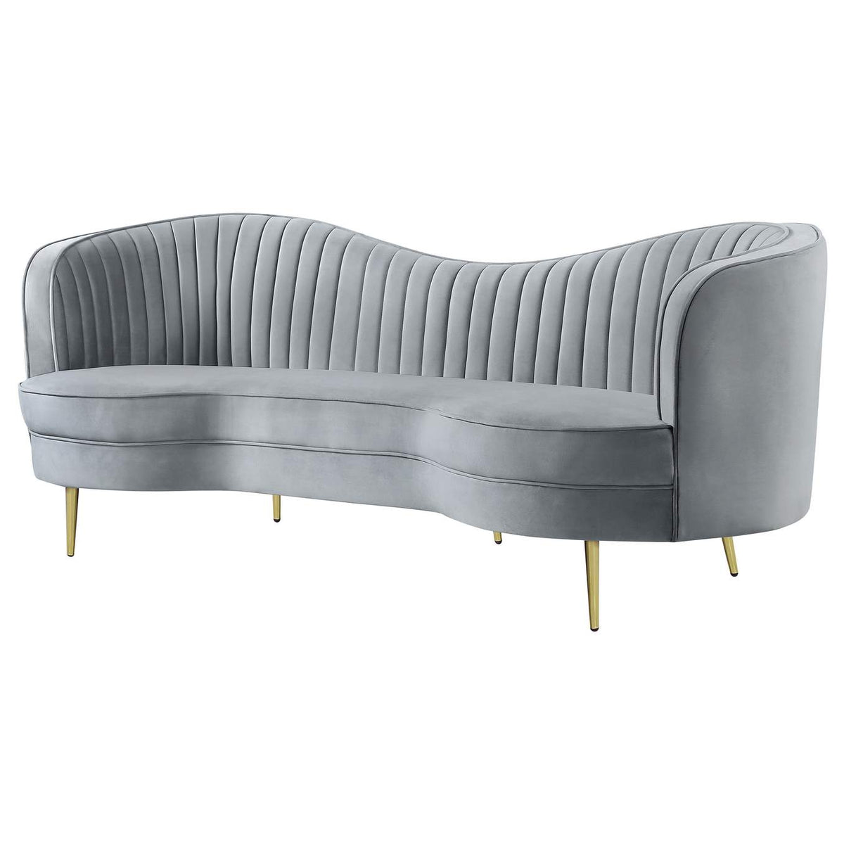 506864 Sophia Upholstered Channel Tufted Sofa Grey