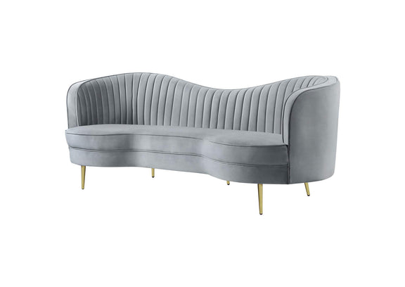506864 Sophia Upholstered Channel Tufted Sofa Grey