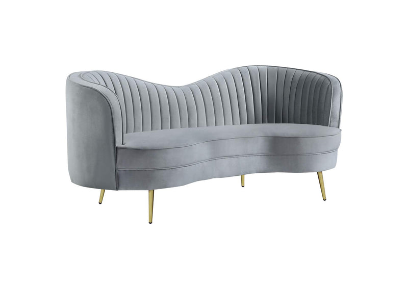 506865 Sophia Upholstered Channel Tufted Loveseat Grey