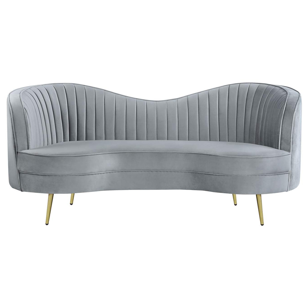506865 Sophia Upholstered Channel Tufted Loveseat Grey