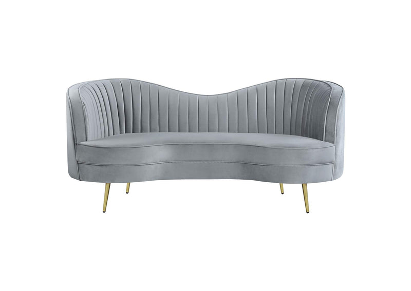 506865 Sophia Upholstered Channel Tufted Loveseat Grey