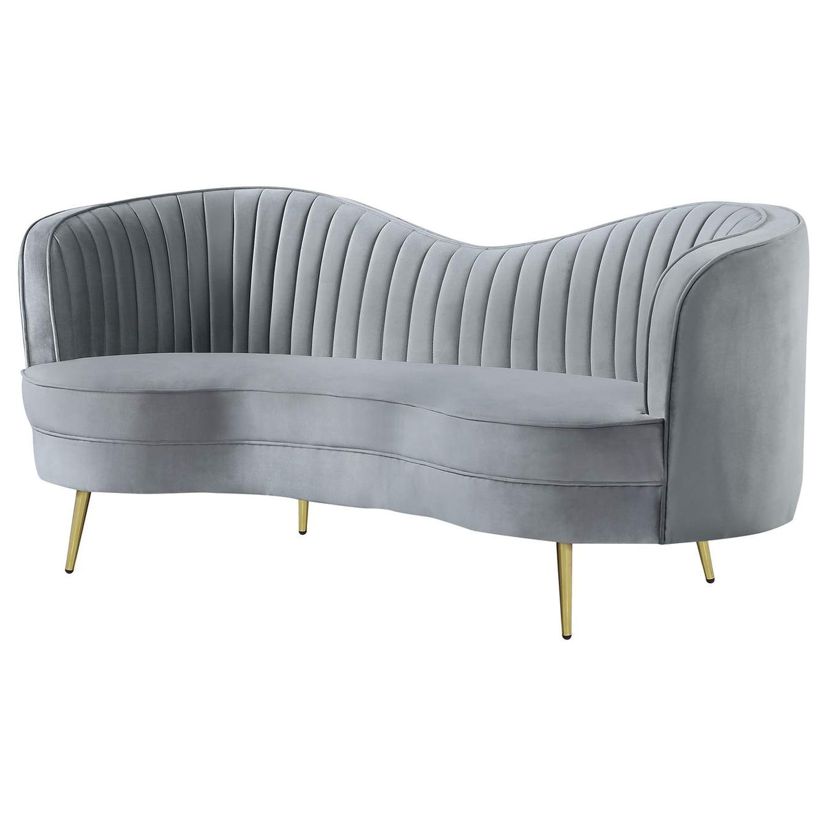 506865 Sophia Upholstered Channel Tufted Loveseat Grey