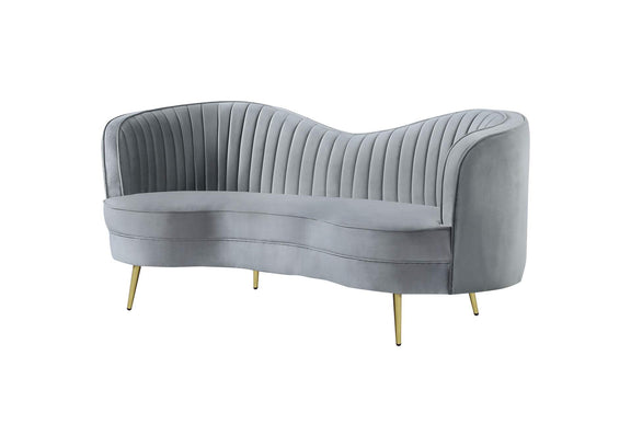 506865 Sophia Upholstered Channel Tufted Loveseat Grey
