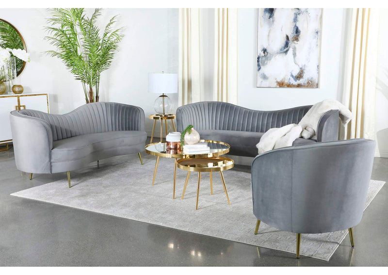 506865 Sophia Upholstered Channel Tufted Loveseat Grey