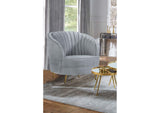 506866 Sophia Upholstered Channel Tufted Barrel Accent Chair Grey