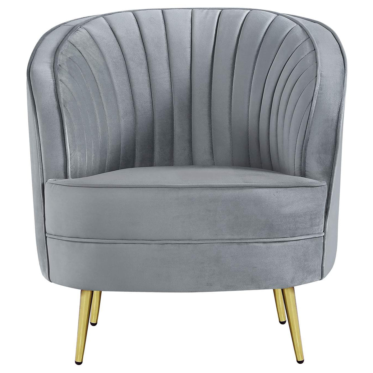 506866 Sophia Upholstered Channel Tufted Barrel Accent Chair Grey