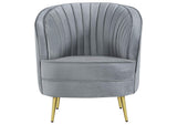 506866 Sophia Upholstered Channel Tufted Barrel Accent Chair Grey