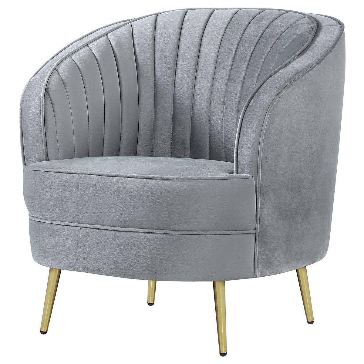 506866 Sophia Upholstered Channel Tufted Barrel Accent Chair Grey