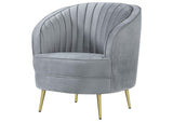 506866 Sophia Upholstered Channel Tufted Barrel Accent Chair Grey