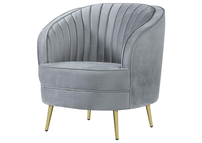 506866 Sophia Upholstered Channel Tufted Barrel Accent Chair Grey