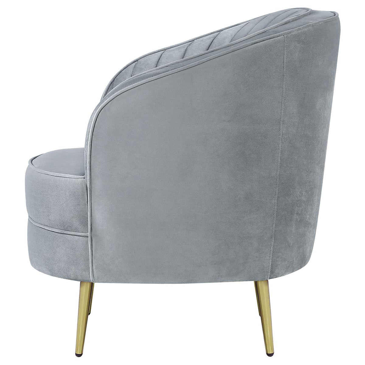 506866 Sophia Upholstered Channel Tufted Barrel Accent Chair Grey