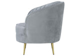 506866 Sophia Upholstered Channel Tufted Barrel Accent Chair Grey