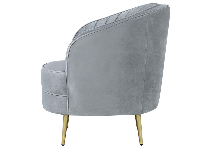 506866 Sophia Upholstered Channel Tufted Barrel Accent Chair Grey