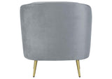 506866 Sophia Upholstered Channel Tufted Barrel Accent Chair Grey
