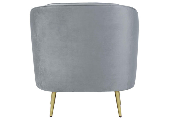 506866 Sophia Upholstered Channel Tufted Barrel Accent Chair Grey