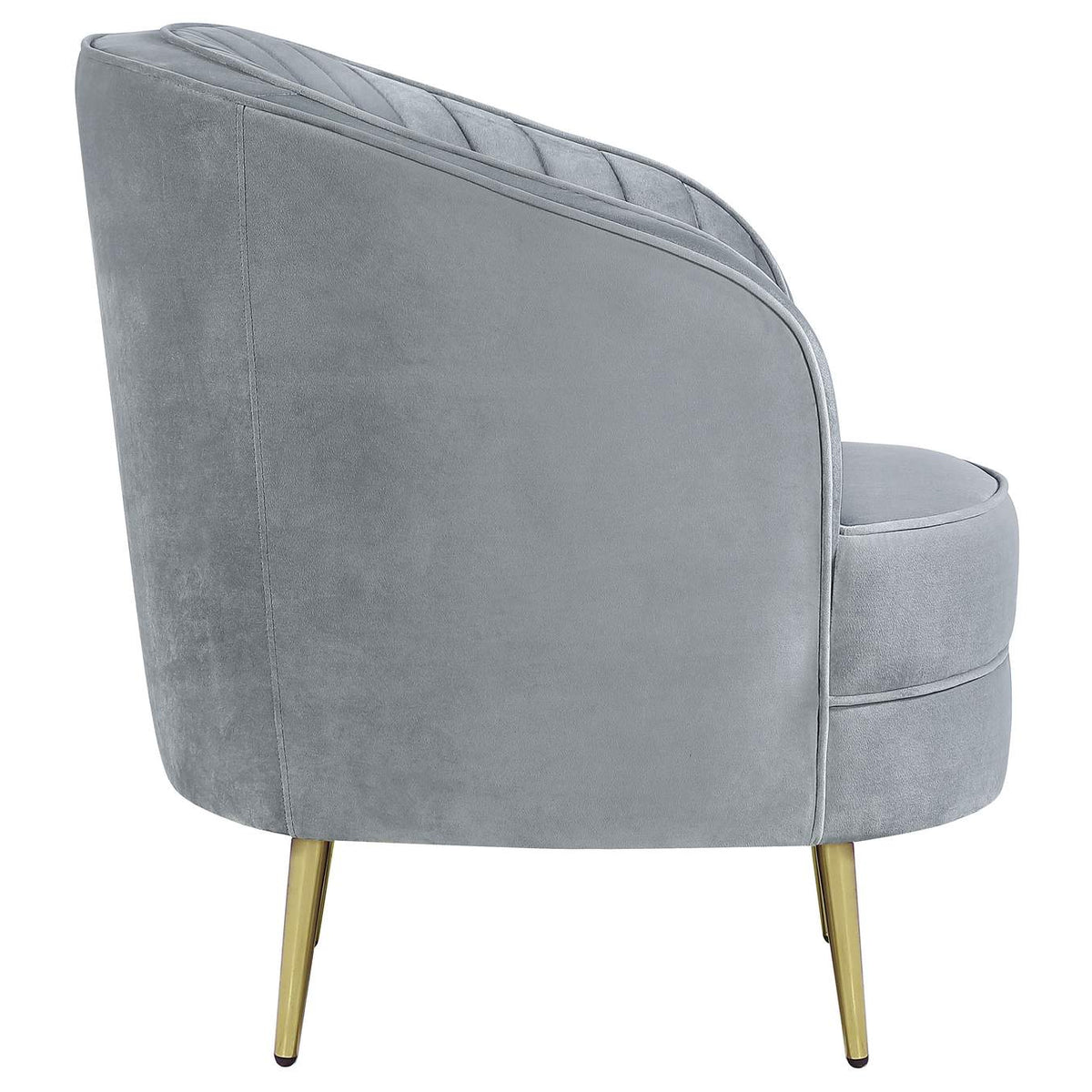 506866 Sophia Upholstered Channel Tufted Barrel Accent Chair Grey