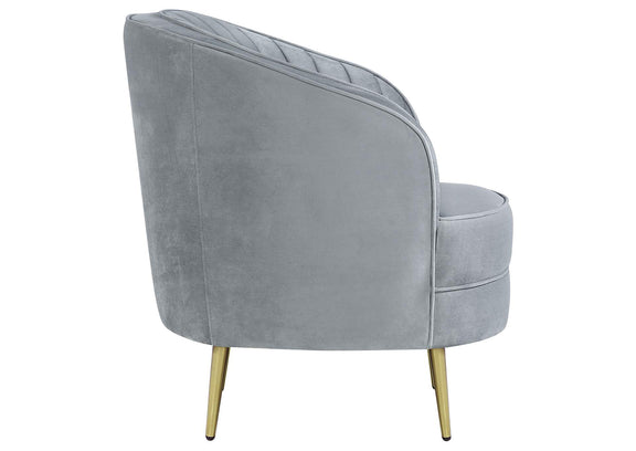 506866 Sophia Upholstered Channel Tufted Barrel Accent Chair Grey