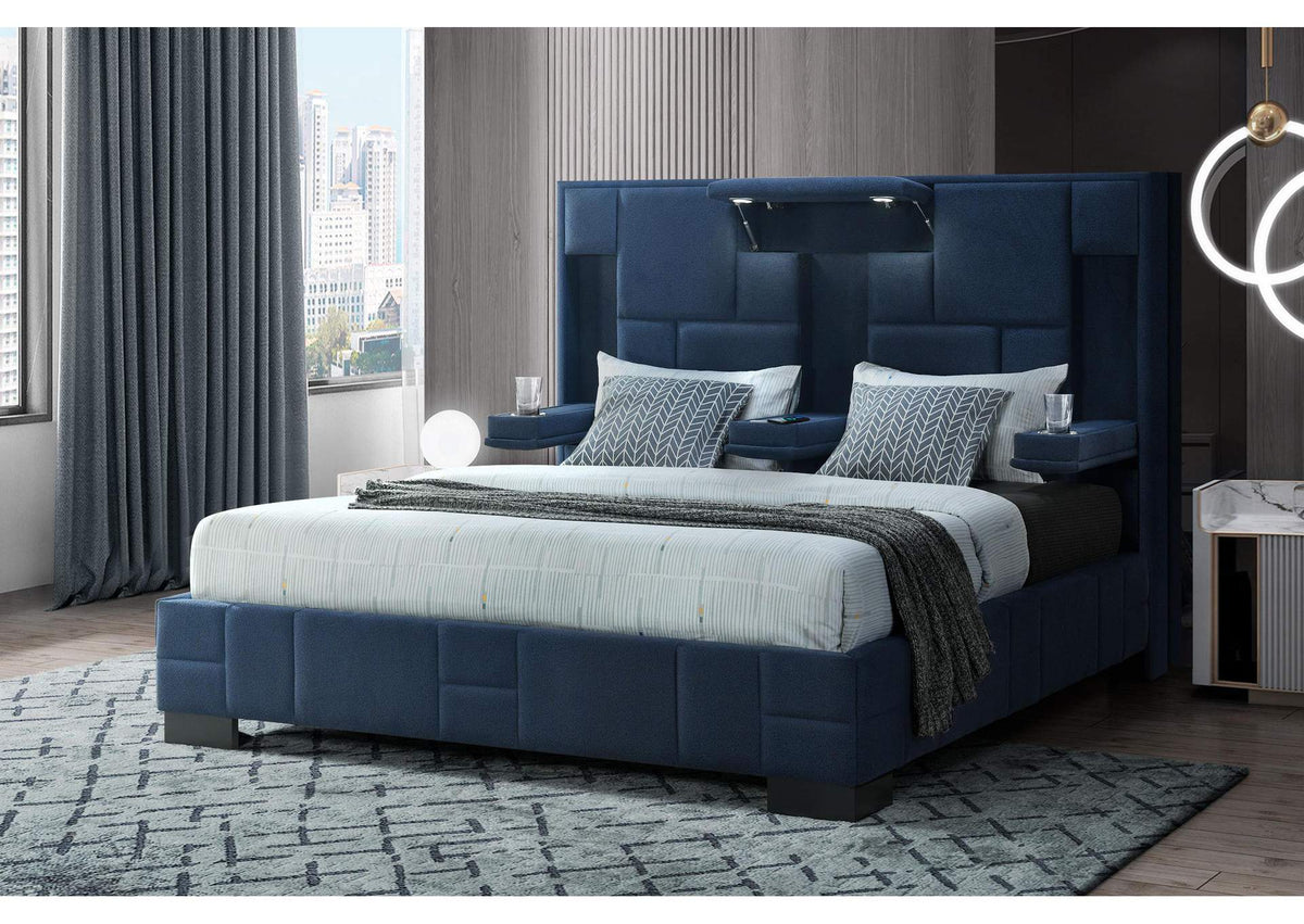 OSCAR-NAVY_BLUE-QB-N OSCAR NAVY BLUE QUEEN BED NO WOOD TRIM