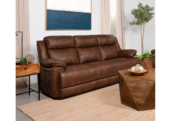 508281 Ellington Upholstered Padded Arm Sofa Dark Brown